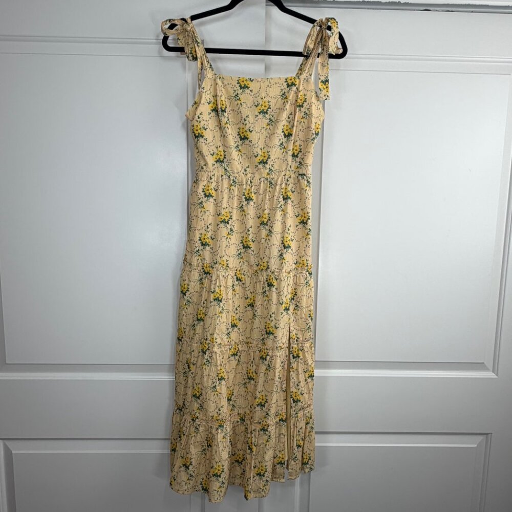 Revolve Paige Tamika Yellow Floral Tie Strap Midi Dress Size Small - Picture 5 of 15